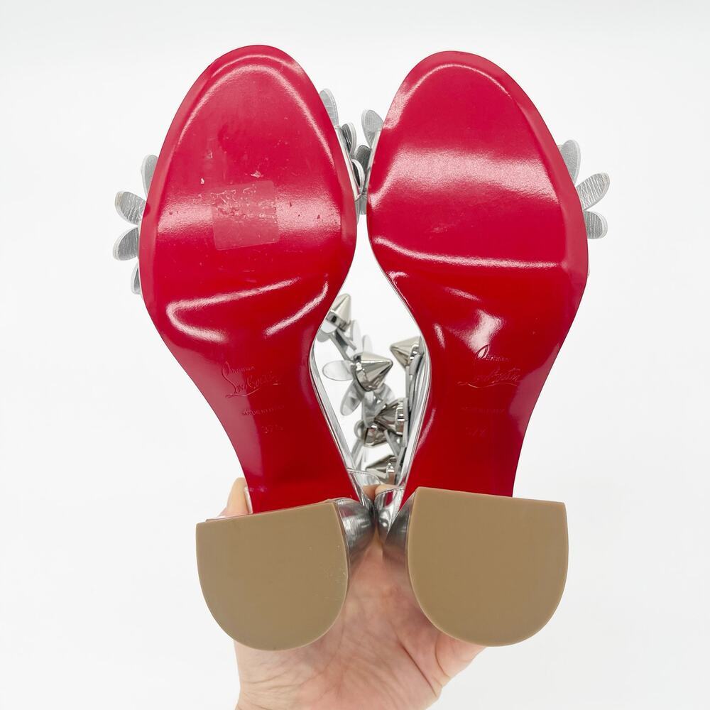 Christian Louboutin Daisy Spike Metallic Silver Ankle Cuff Sandals EU 37.5 - Picture 15 of 15